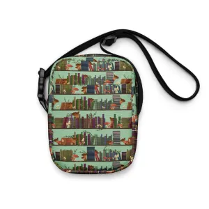 Bookish Crossbody Bag | Bag for Kindle | Cottagecore Mushroom Bookshelves