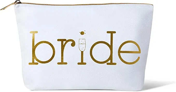 Bride Canvas Makeup Bag - Champagne Logo