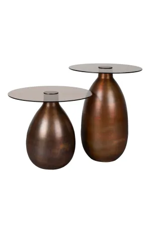 Brown Glass Side Table Set (2) | Dutchbone Selene
