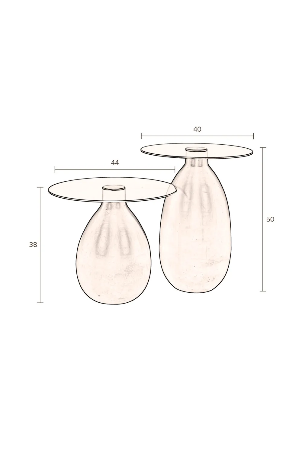 Brown Glass Side Table Set (2) | Dutchbone Selene
