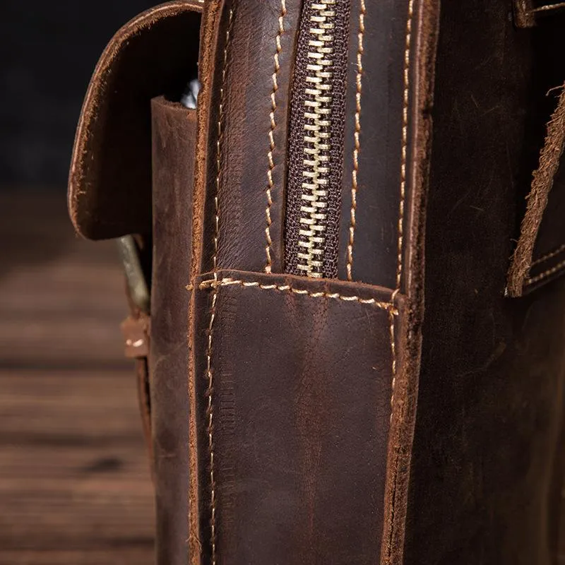 Brown LEATHER MEN'S Phone Holster Small Belt Pouch Mini Waist Bag Vertical Phone Holster FOR MEN