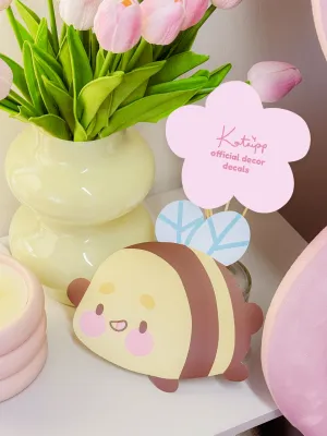 Bumblebutt Kawaii Bee Wall Decal | Cute Removable Sticker | Pastel Cottagecore & Aesthetic Nursery Decor