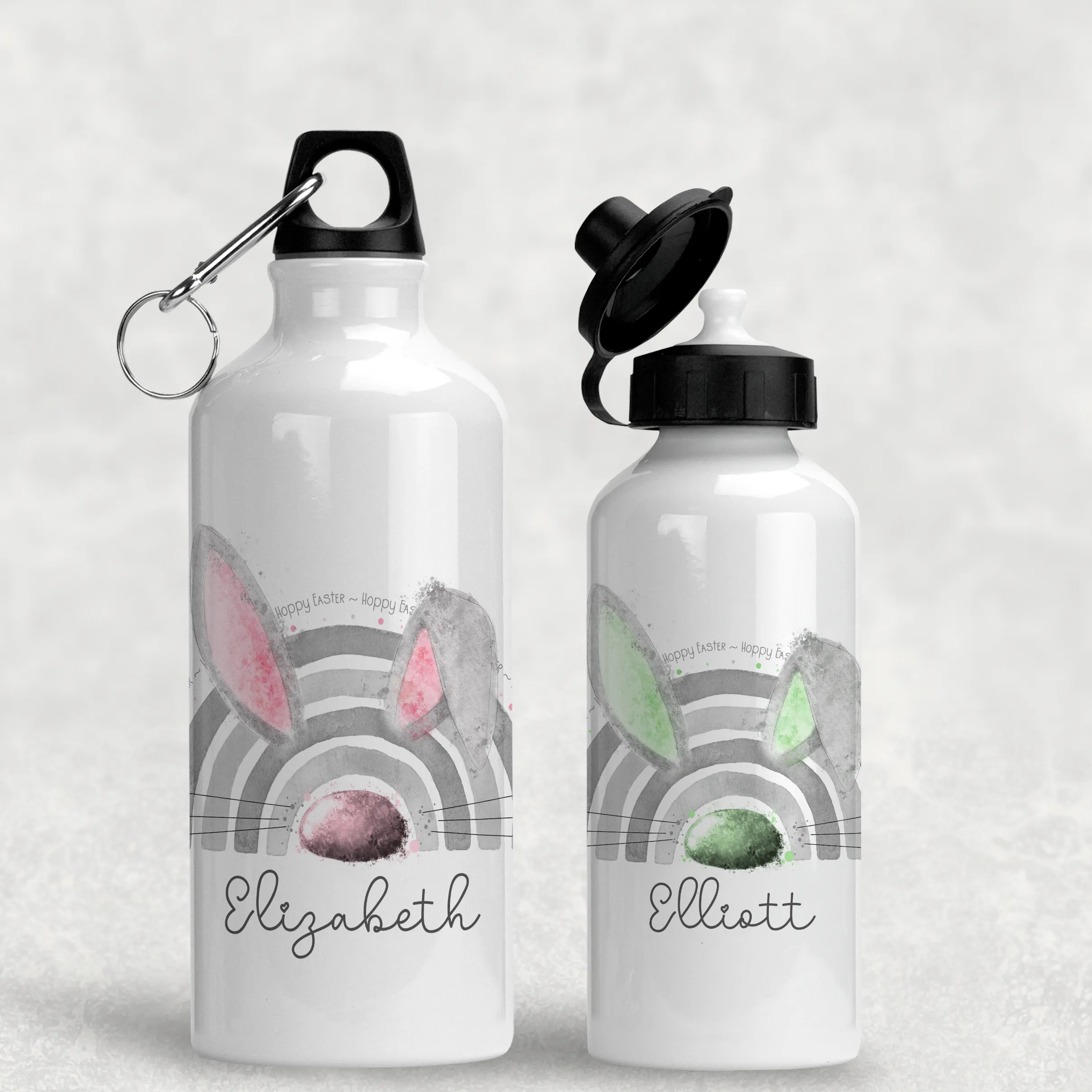 Bunnybow Hoppy Easter Bunny Rabbit Personalised Aluminium Water Bottle 400/600ml