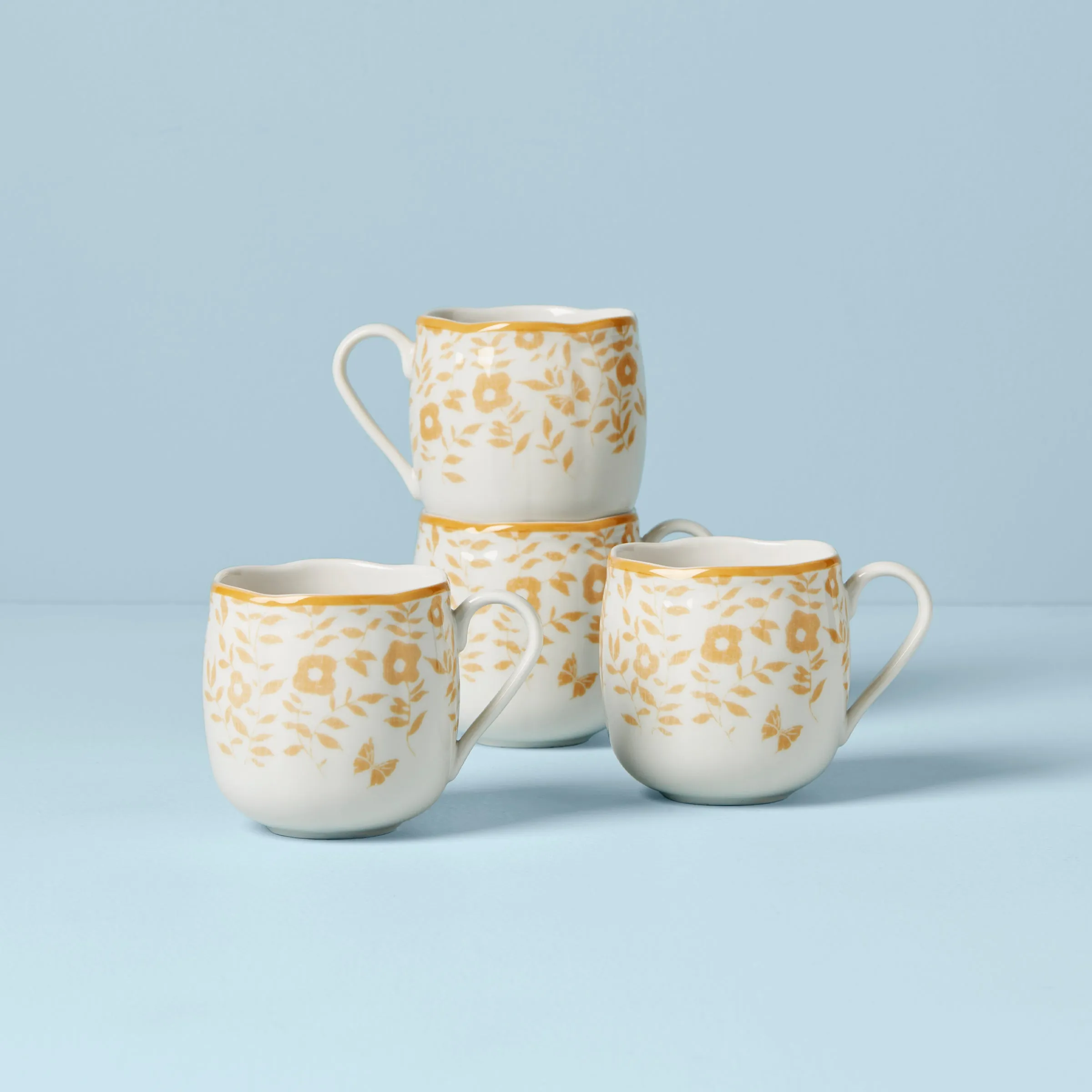 Butterfly Meadow Cottage 4-Piece Mugs