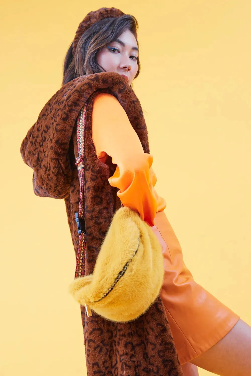 Buy For Me - Yellow Faux Fur Bum Bag