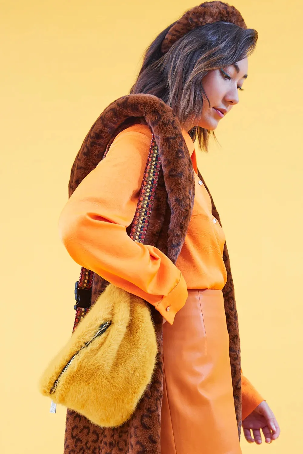 Buy For Me - Yellow Faux Fur Bum Bag
