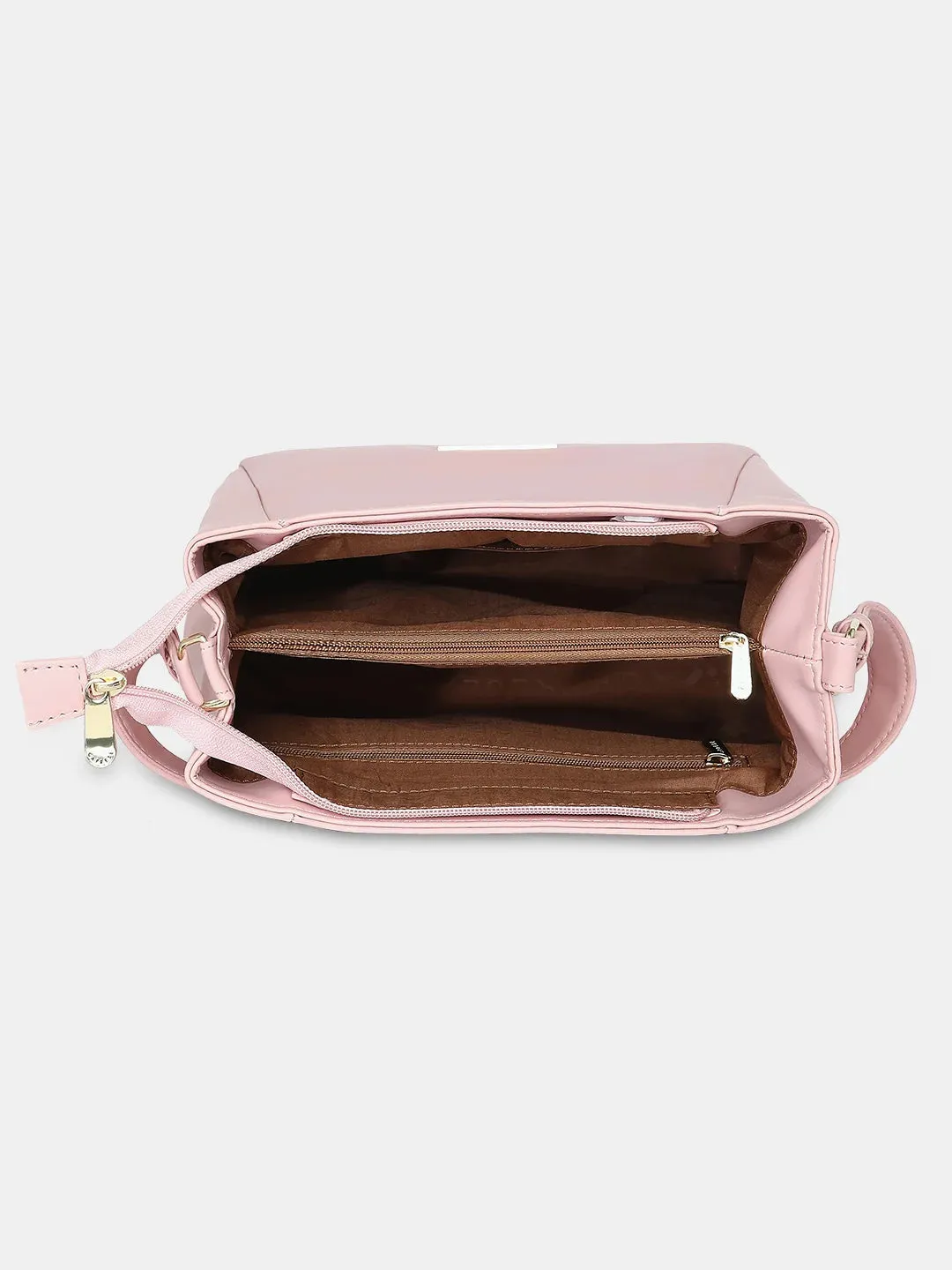 Caprese Margate Small Satchel Solid Faux Leather For Women Powder Pink