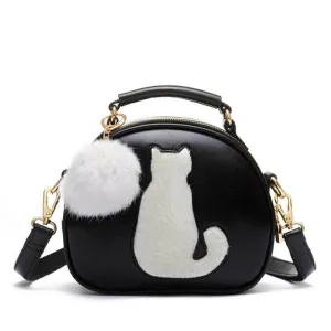 Cat Handbag with Pom Pom