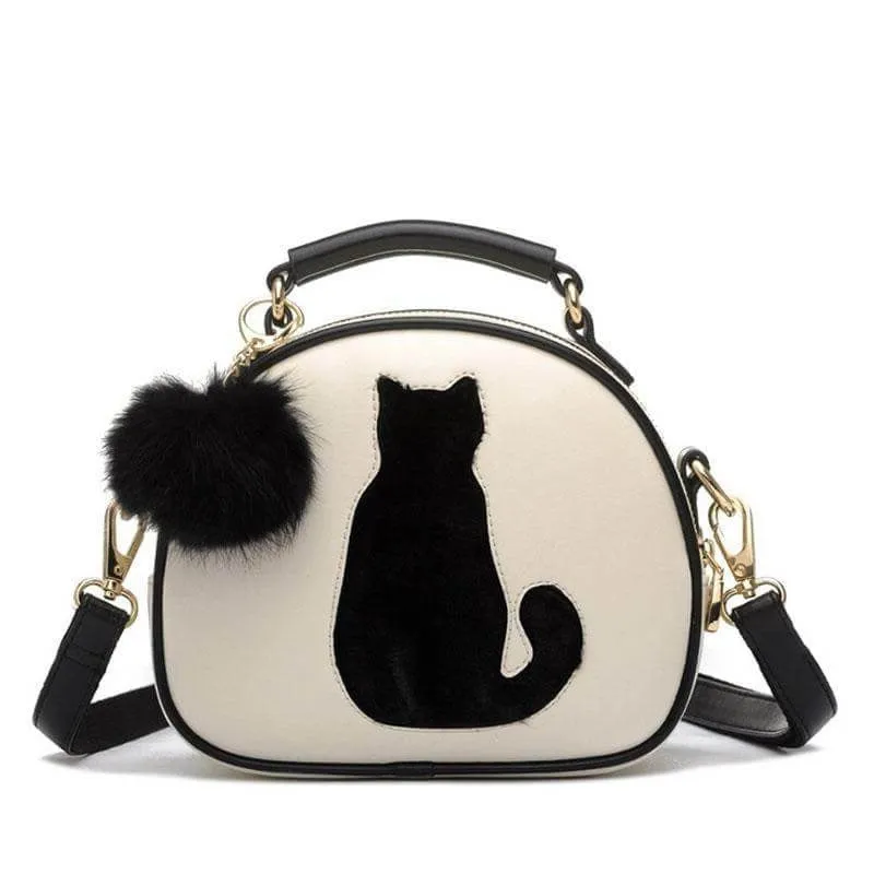 Cat Handbag with Pom Pom