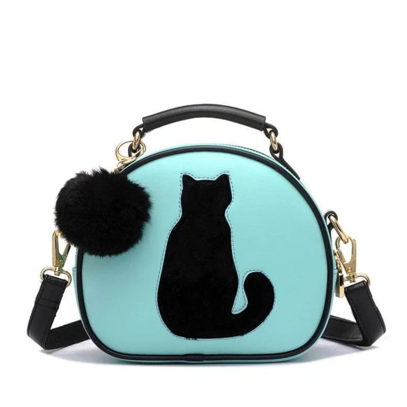 Cat Handbag with Pom Pom