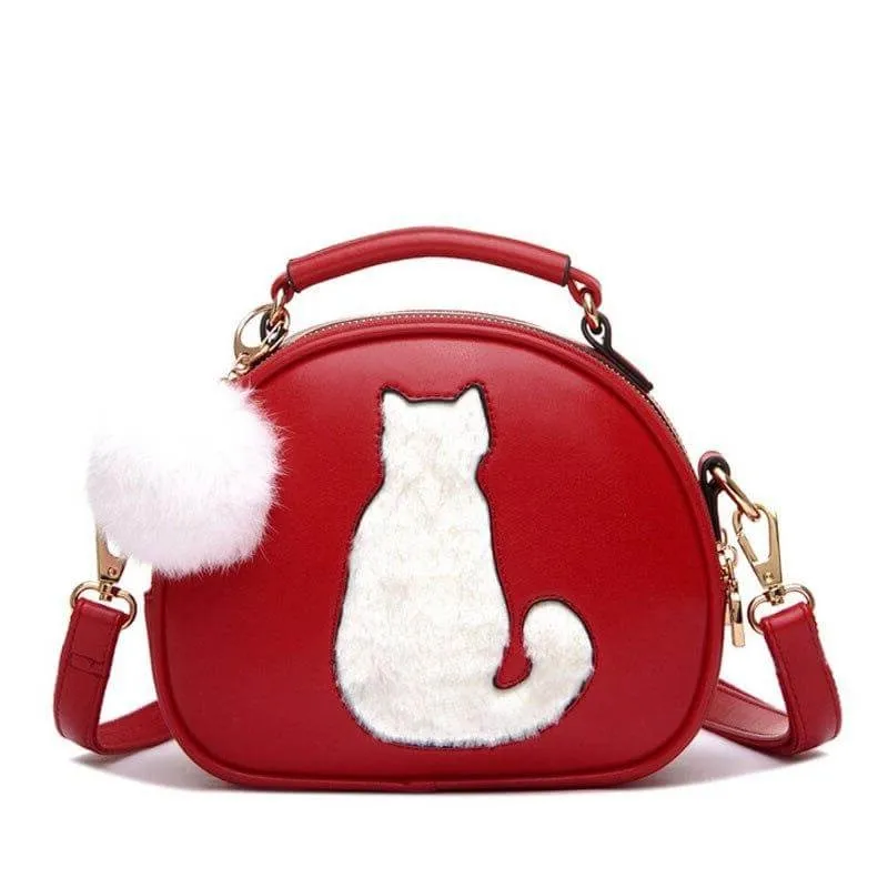 Cat Handbag with Pom Pom