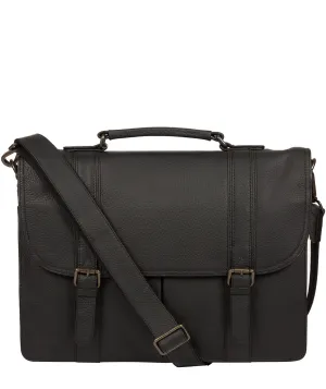 'Caxton' Black Leather Briefcase