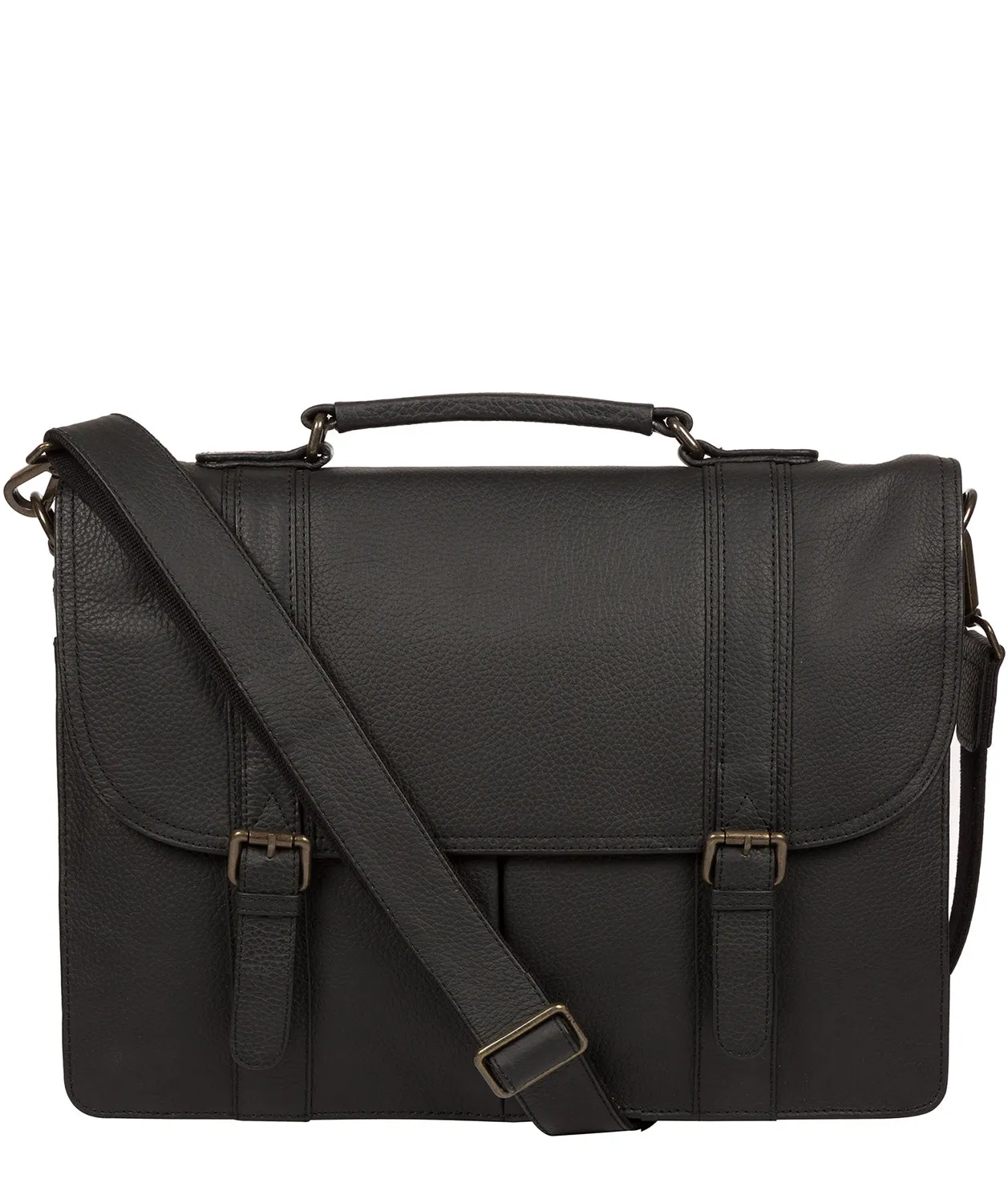 'Caxton' Black Leather Briefcase