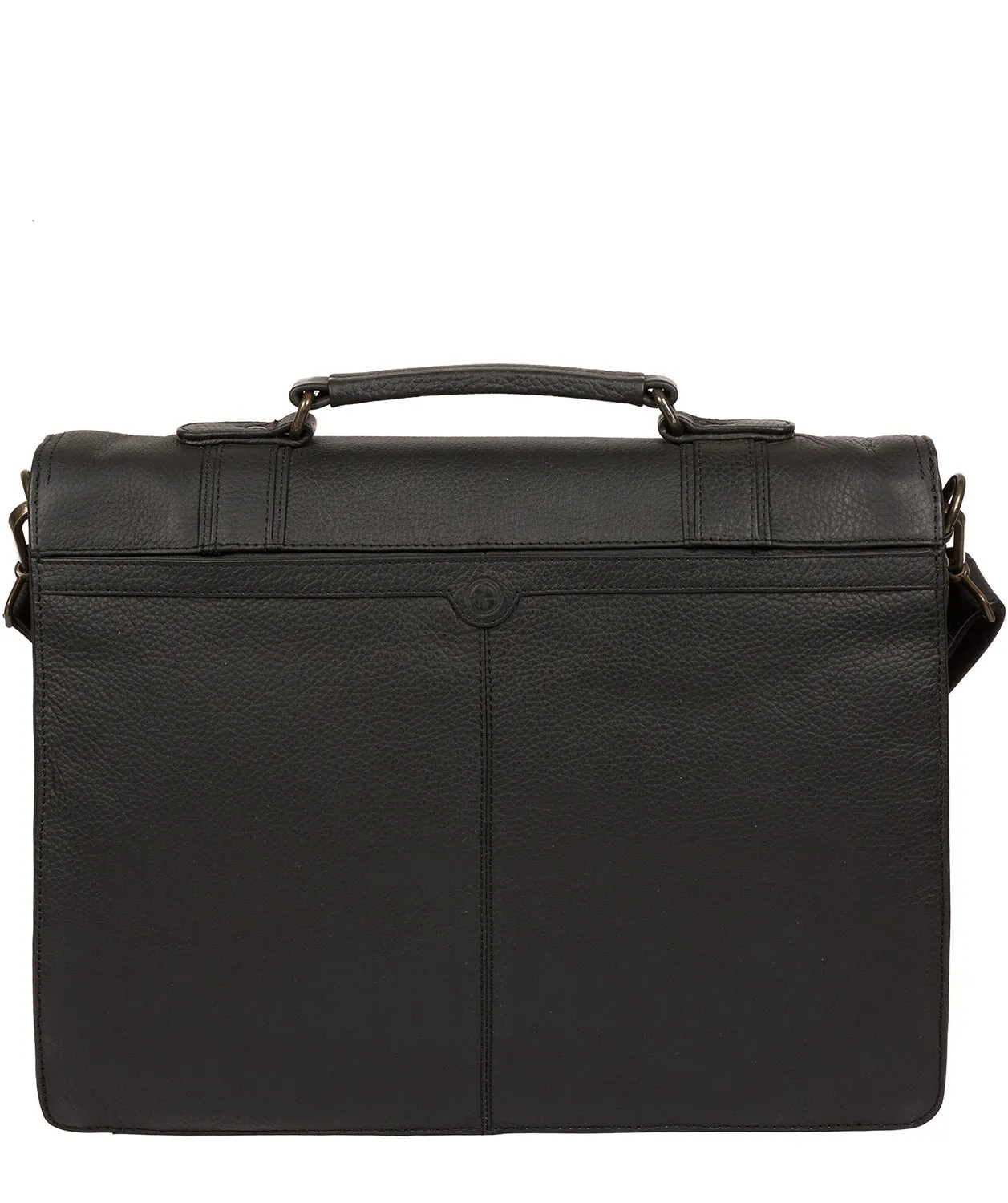 'Caxton' Black Leather Briefcase