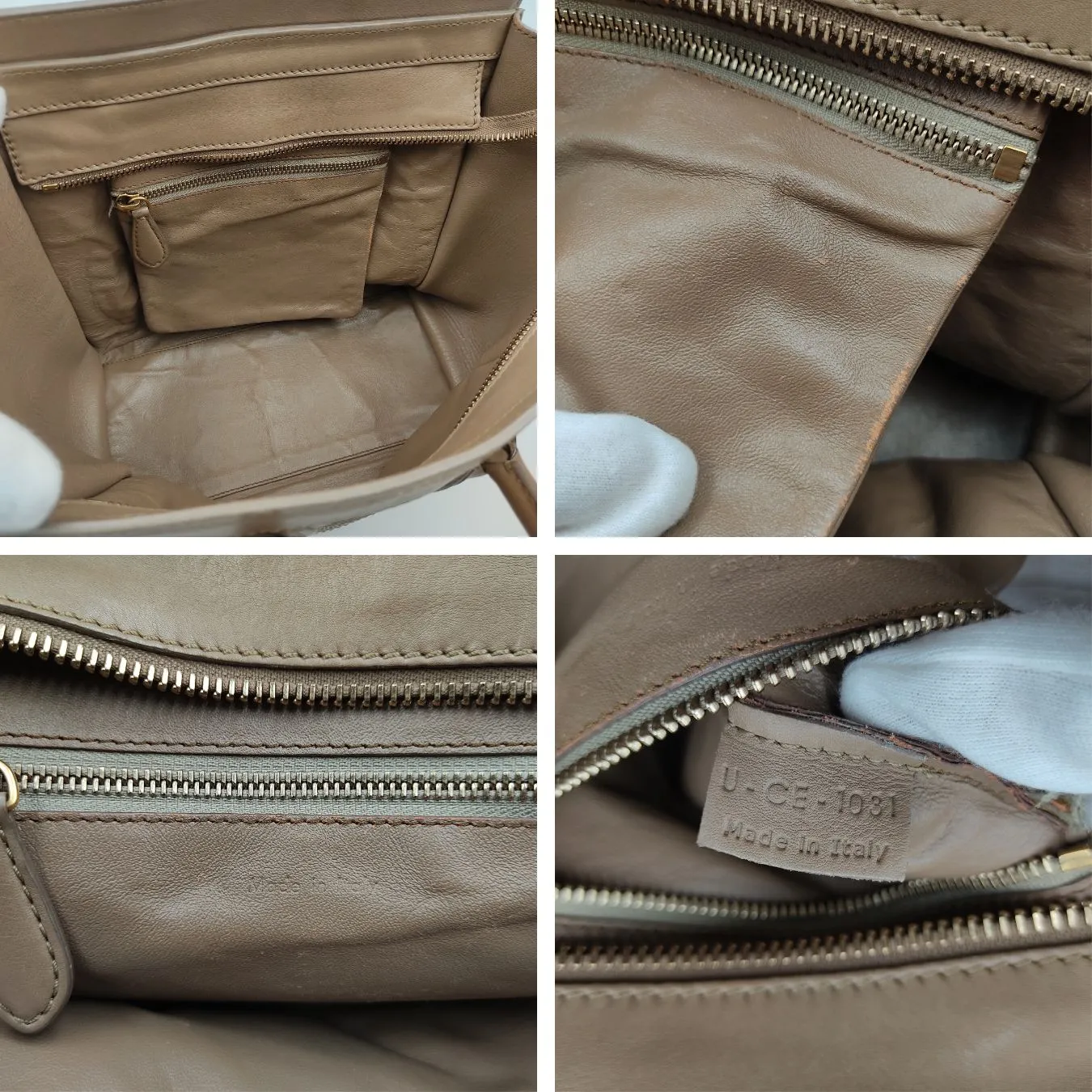 CELINE Celine Celine Luggage Micro handbag in dove-grey leather