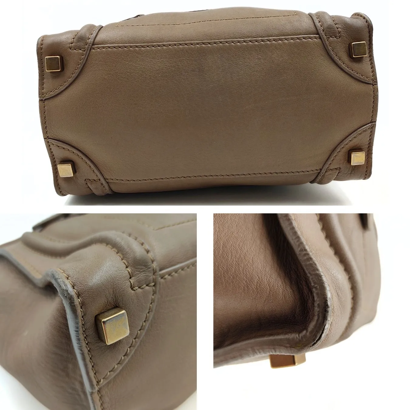 CELINE Celine Celine Luggage Micro handbag in dove-grey leather