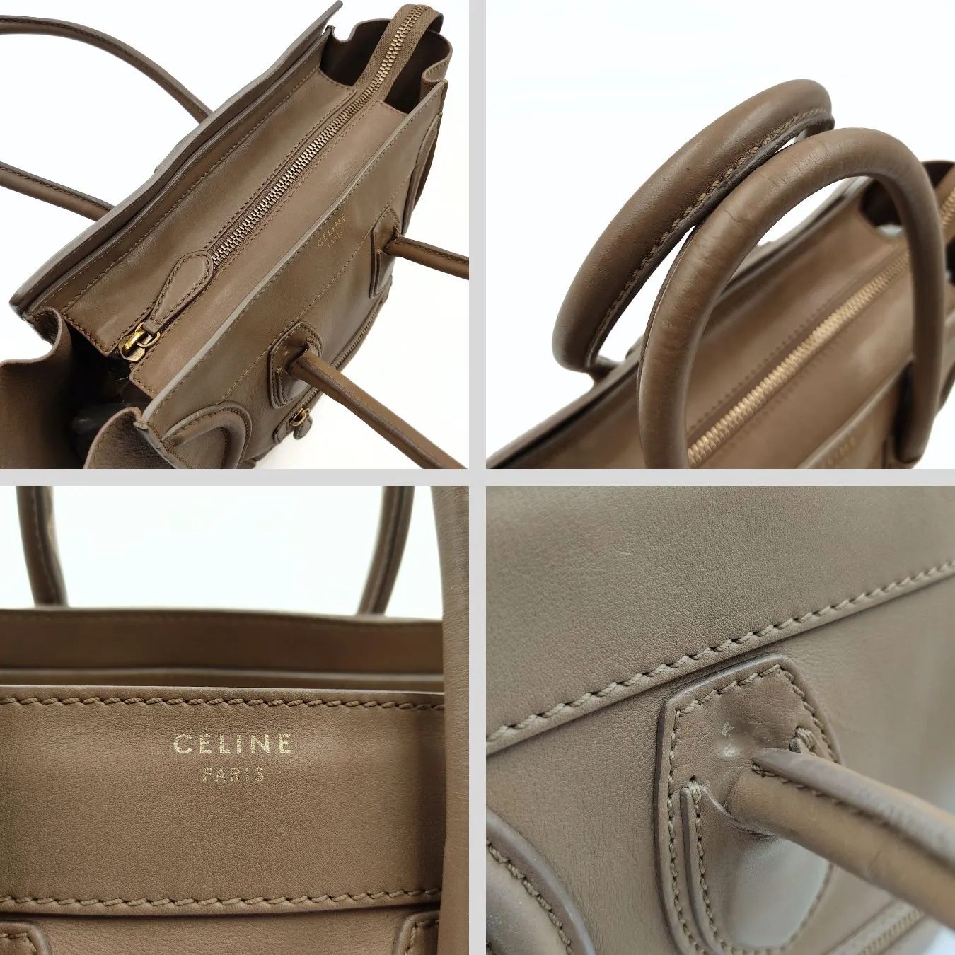 CELINE Celine Celine Luggage Micro handbag in dove-grey leather