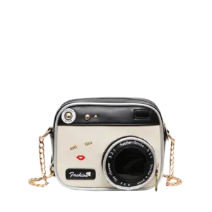 Chains Camera Shaped Cross Body Bag - White And Black