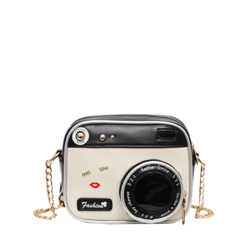 Chains Camera Shaped Cross Body Bag - White And Black