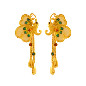 Charming Butterfly Shape 22k Gold Jewellery Set In Meenakari Style