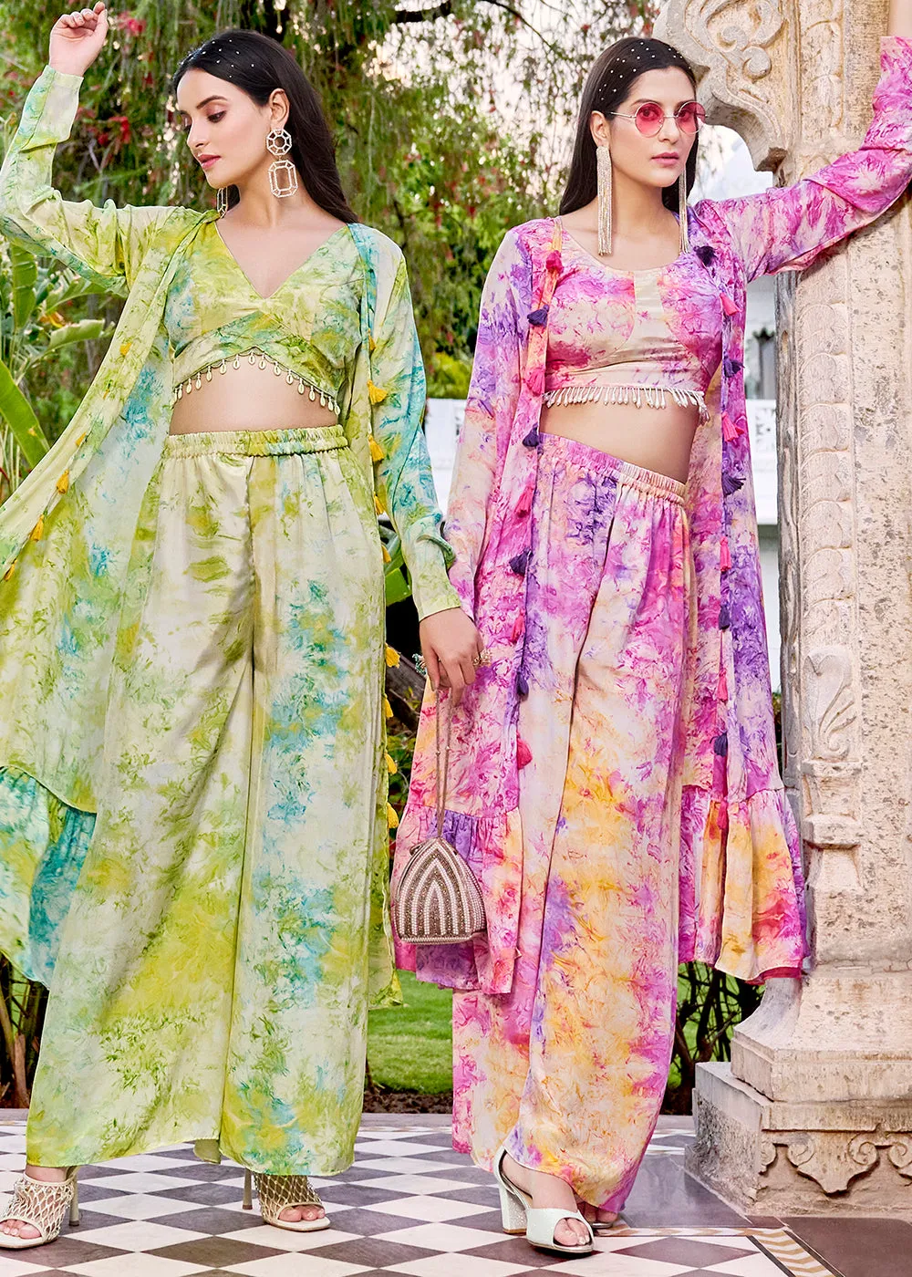 Charming Green Printed Koti Style Co-Ords Indo-Western Suit