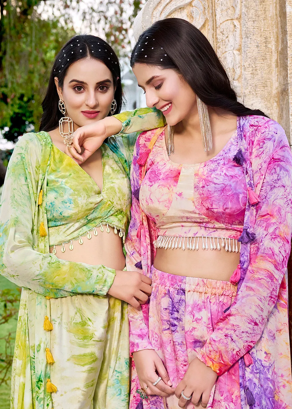Charming Green Printed Koti Style Co-Ords Indo-Western Suit