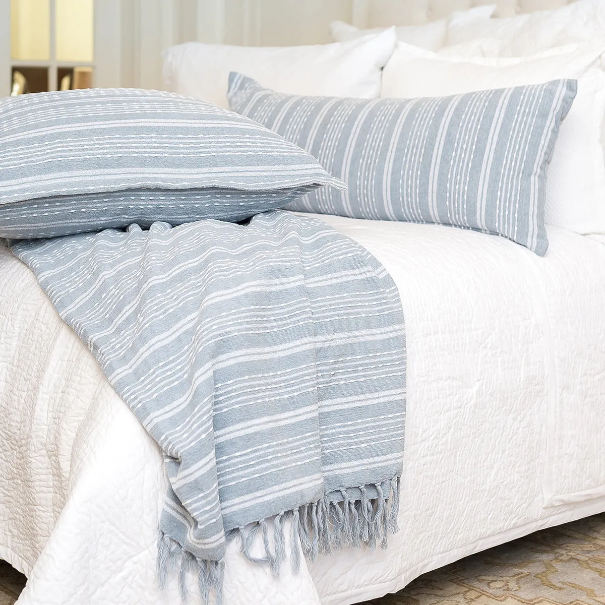 Chenille Stripe Fog Bed Throw