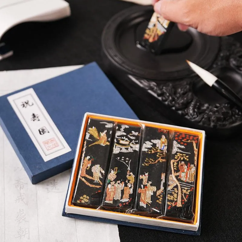 Chinese style old ink block lampblack ink pine smoke ink set hardcover calligraphy utensils Chinese traditional ink painting NP-090056