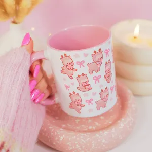 Cinnamon the Reindeer Mug | Pink Coquette Bow Bookish Cup | Cosy Reading & Pastel Aesthetic Drinkware