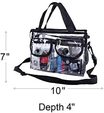 Clear Game Changer bag PVC Toiletry Bag 10 inch x 8 inch x 4 inch 4 External Pockets for Toiletries Adjustable Strap