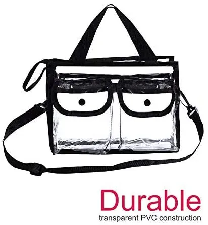 Clear Game Changer bag PVC Toiletry Bag 10 inch x 8 inch x 4 inch 4 External Pockets for Toiletries Adjustable Strap