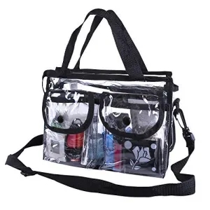 Clear Game Changer bag PVC Toiletry Bag 10 inch x 8 inch x 4 inch 4 External Pockets for Toiletries Adjustable Strap