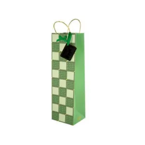 Collins Green Checkers Bottle Gift Bag ( Case of 36 )