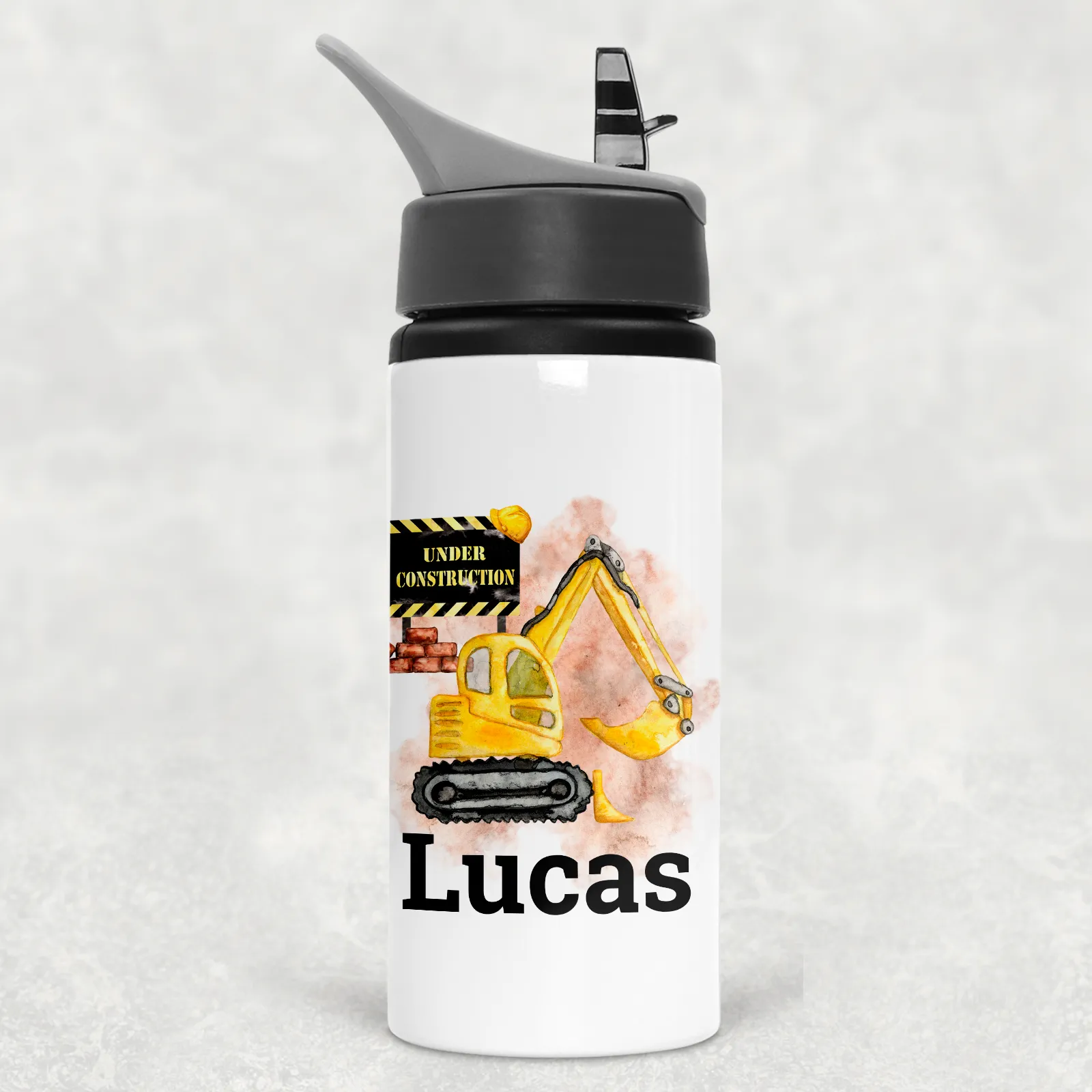 Construction Personalised Aluminium Straw Water Bottle 650ml