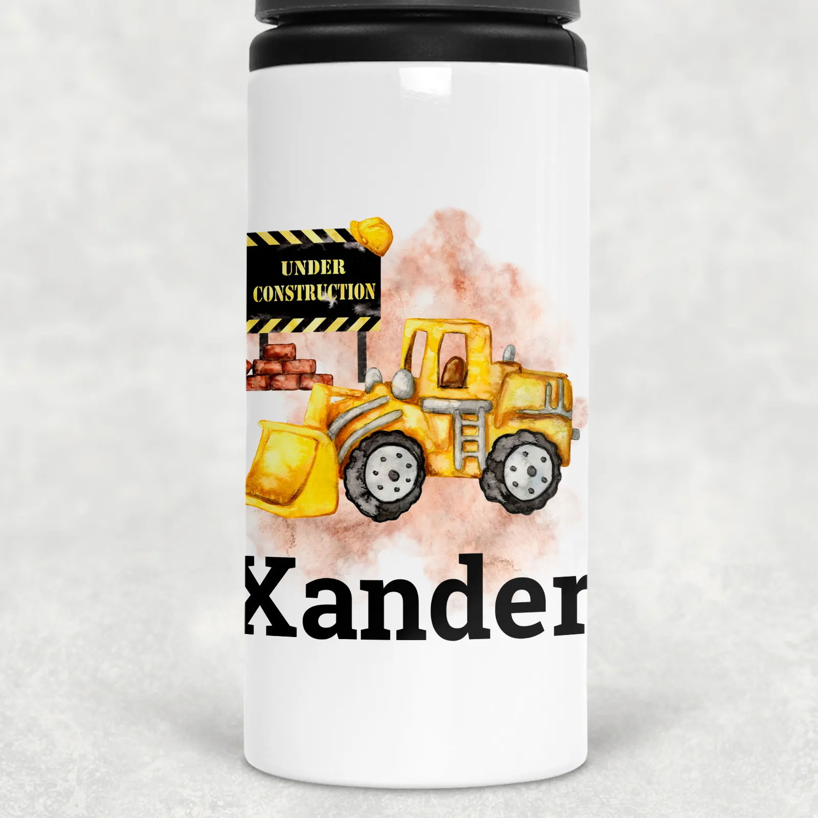 Construction Personalised Aluminium Straw Water Bottle 650ml