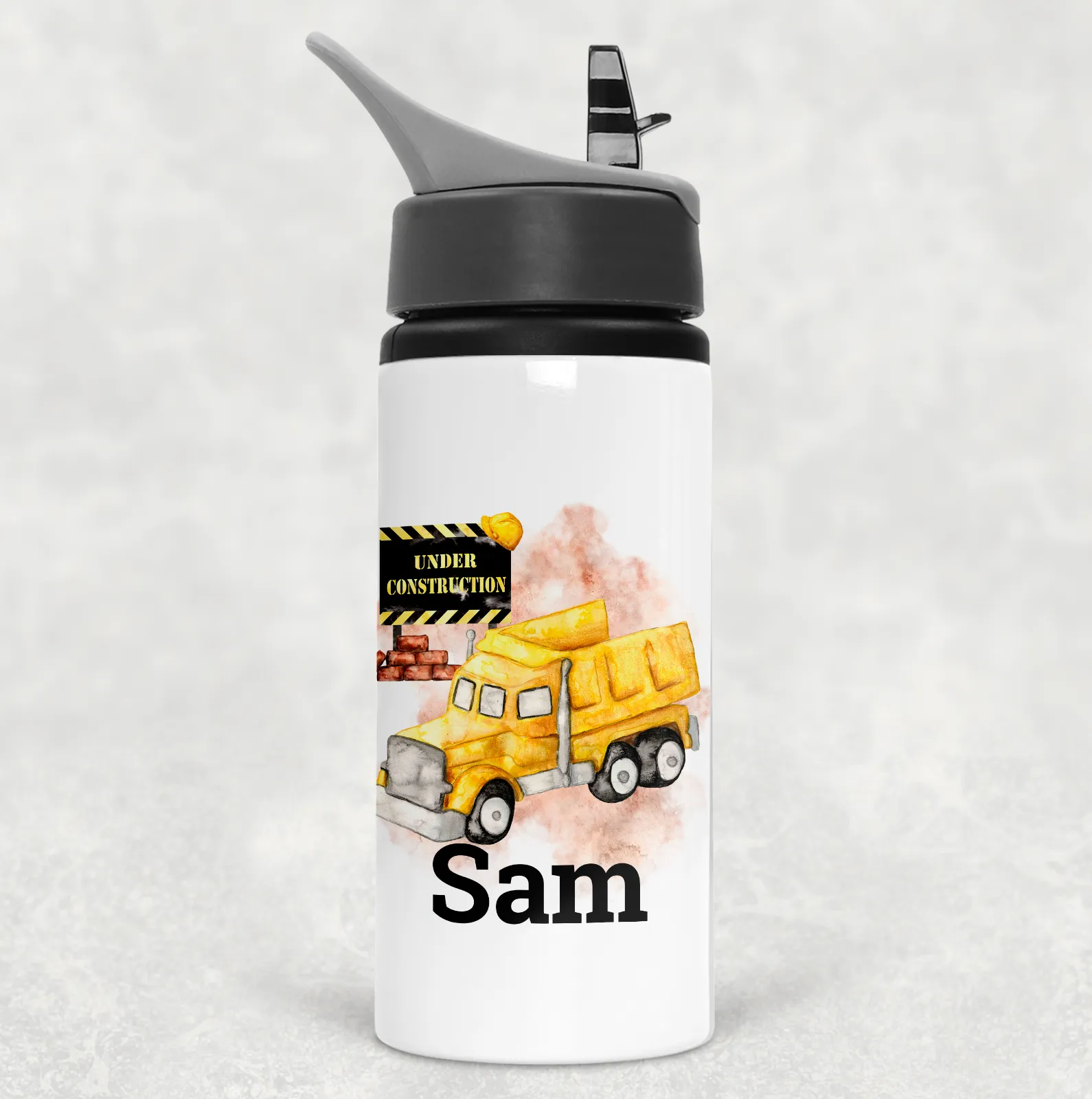 Construction Personalised Aluminium Straw Water Bottle 650ml