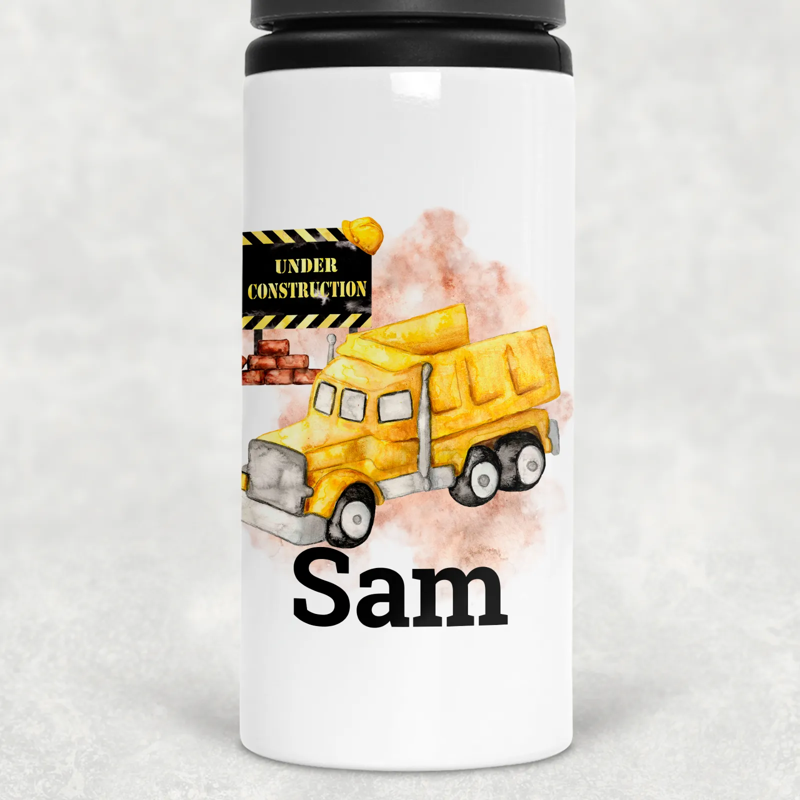 Construction Personalised Aluminium Straw Water Bottle 650ml