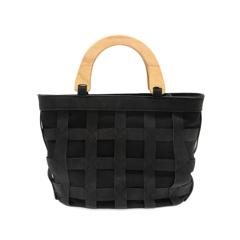 Cora Cage Wood Handle Crossody Handbag Purse