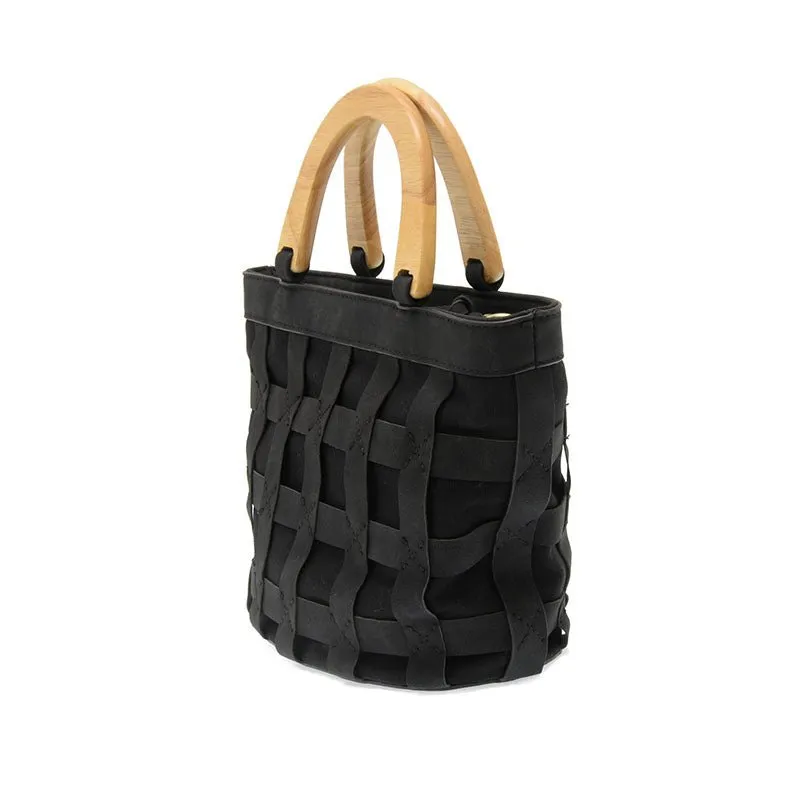 Cora Cage Wood Handle Crossody Handbag Purse
