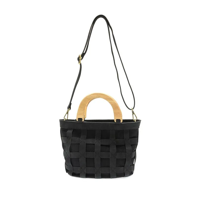 Cora Cage Wood Handle Crossody Handbag Purse