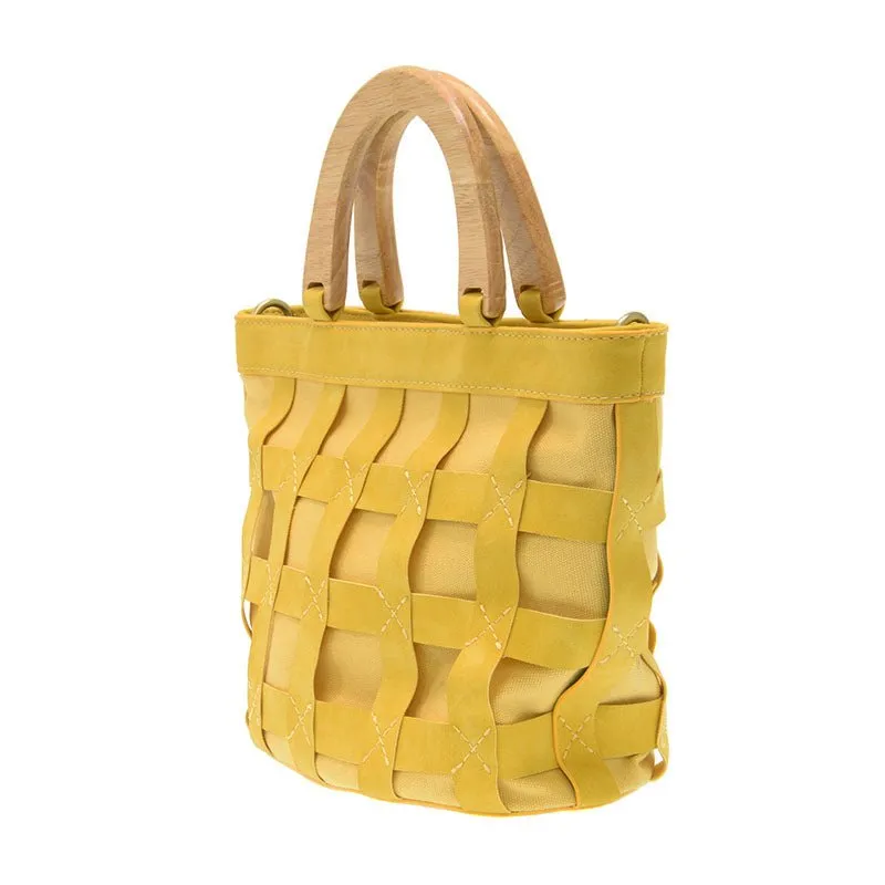 Cora Cage Wood Handle Crossody Handbag Purse