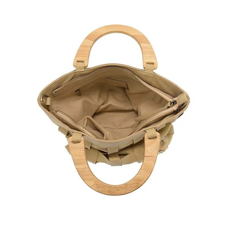 Cora Cage Wood Handle Crossody Handbag Purse