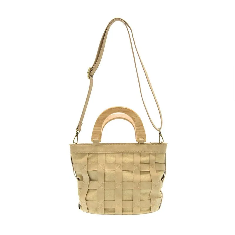 Cora Cage Wood Handle Crossody Handbag Purse
