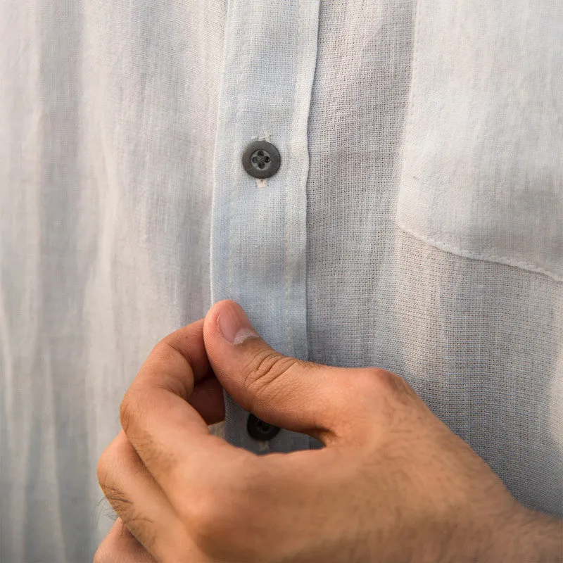 Cotton Shirt For Men | Mandarin Collar | Half Sleeves | Grey