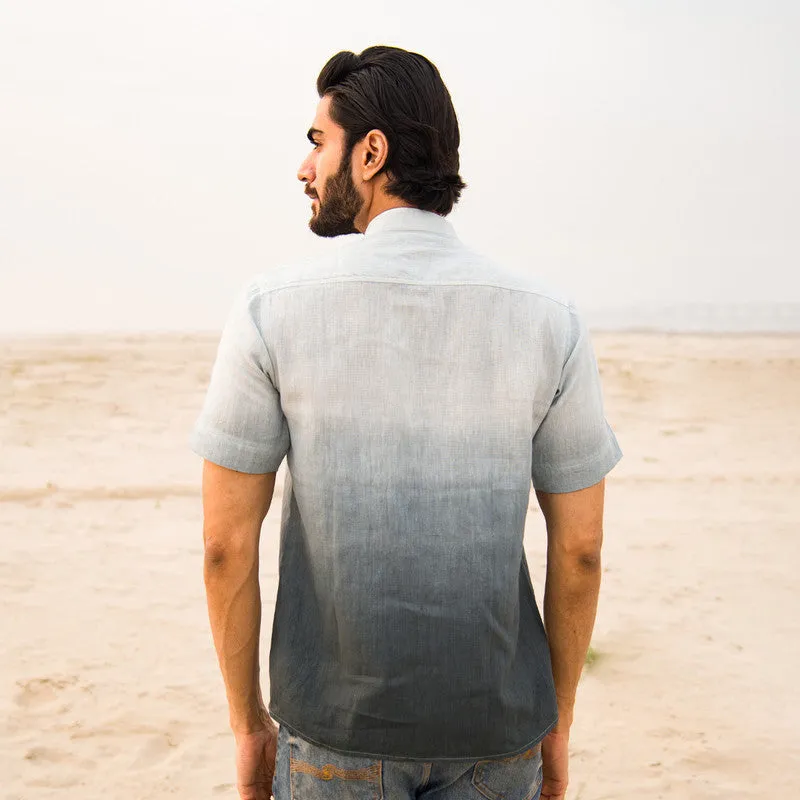 Cotton Shirt For Men | Mandarin Collar | Half Sleeves | Grey