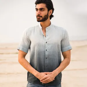 Cotton Shirt For Men | Mandarin Collar | Half Sleeves | Grey