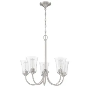 Craftmade Gwyneth 5 Light Brushed Polished Nickel Chandelier - Clear Seeded Glass