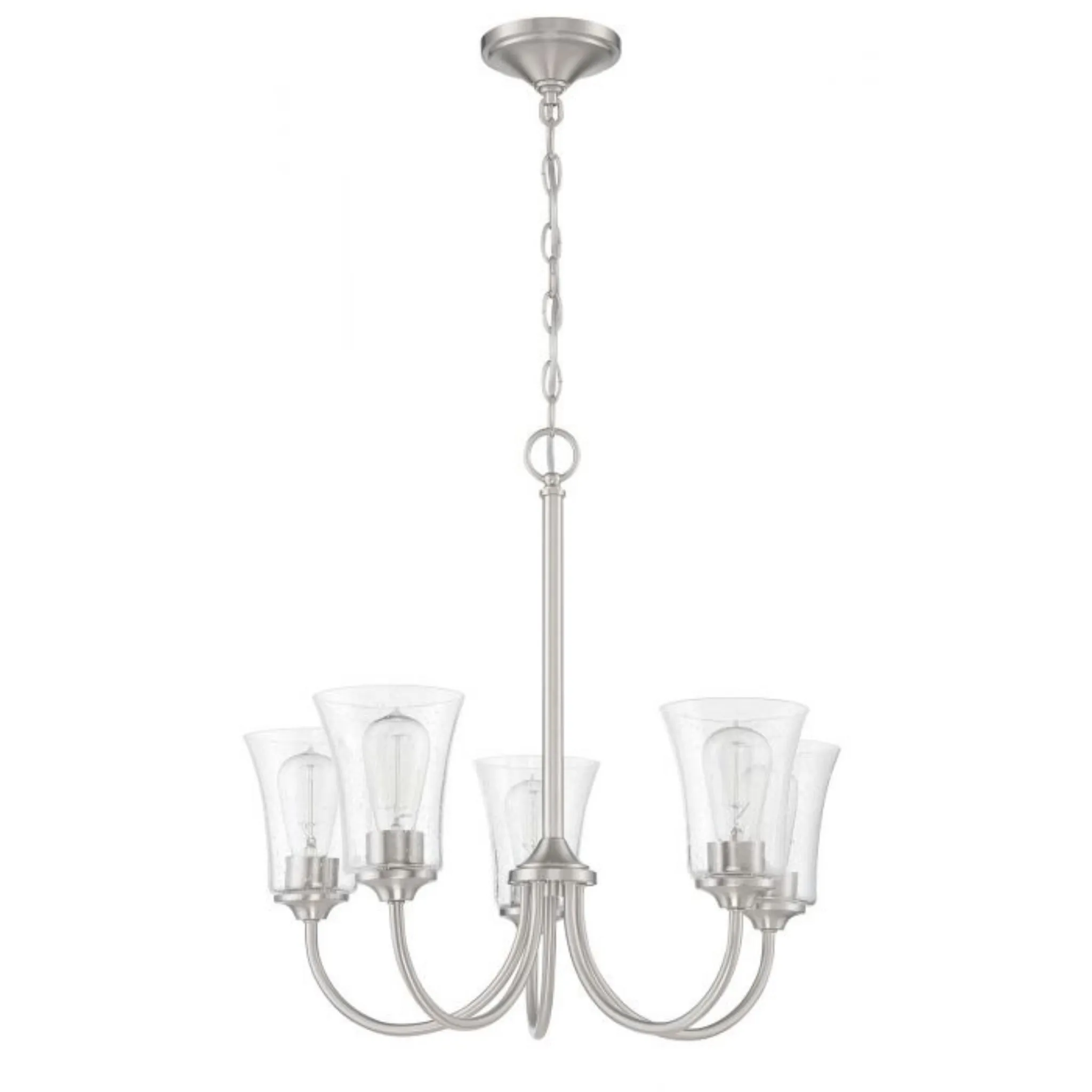 Craftmade Gwyneth 5 Light Brushed Polished Nickel Chandelier - Clear Seeded Glass