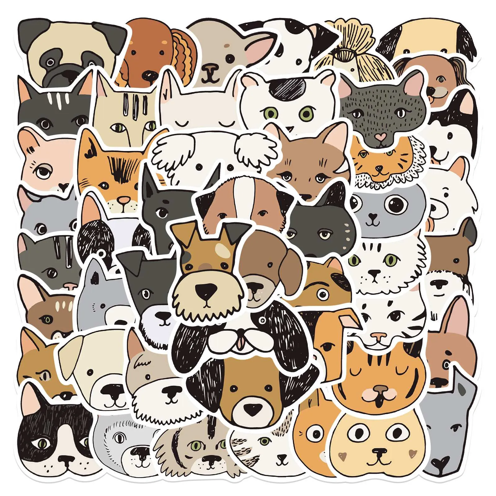 Craspire Waterproof PVC Adhesive Stickers, for Suitcase, Skateboard, Refrigerator, Helmet, Mobile Phone Shell, Animal Pattern, 30~60mm, 50pcs/bag