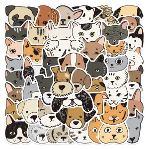 Craspire Waterproof PVC Adhesive Stickers, for Suitcase, Skateboard, Refrigerator, Helmet, Mobile Phone Shell, Animal Pattern, 30~60mm, 50pcs/bag